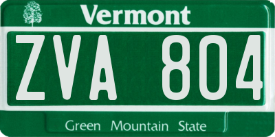 VT license plate ZVA804