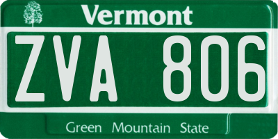 VT license plate ZVA806