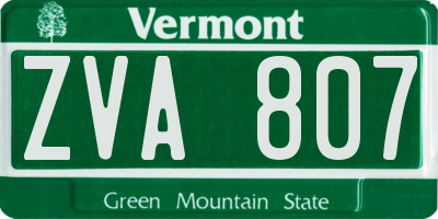 VT license plate ZVA807
