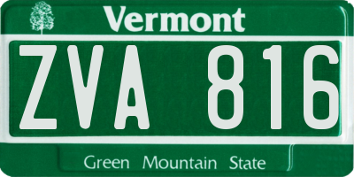 VT license plate ZVA816