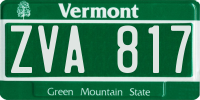 VT license plate ZVA817