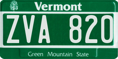 VT license plate ZVA820