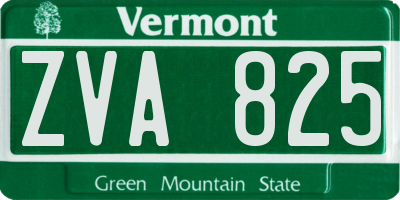 VT license plate ZVA825