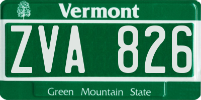 VT license plate ZVA826