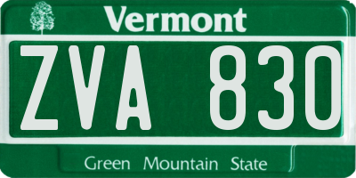 VT license plate ZVA830