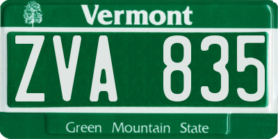 VT license plate ZVA835
