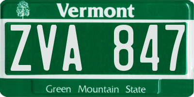 VT license plate ZVA847