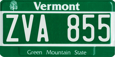 VT license plate ZVA855
