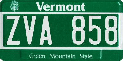 VT license plate ZVA858