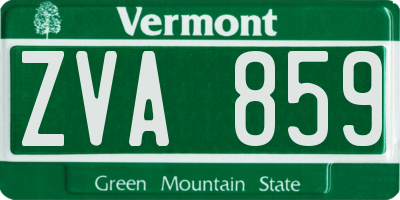 VT license plate ZVA859