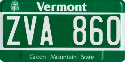 VT license plate ZVA860