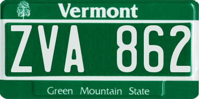 VT license plate ZVA862