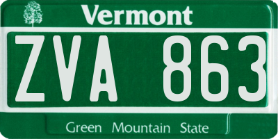 VT license plate ZVA863