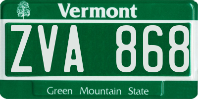 VT license plate ZVA868