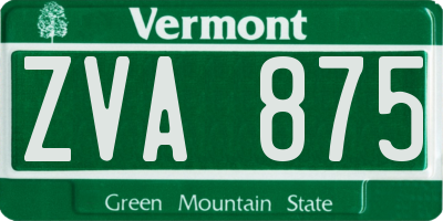 VT license plate ZVA875