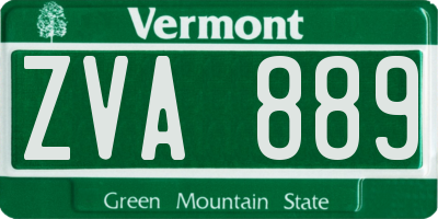 VT license plate ZVA889