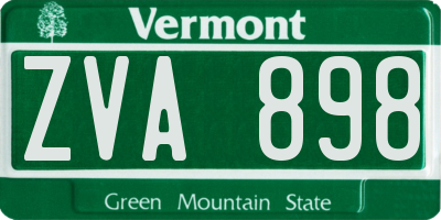 VT license plate ZVA898