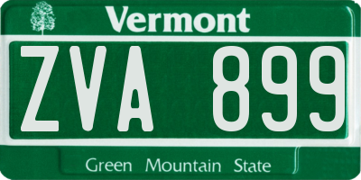 VT license plate ZVA899
