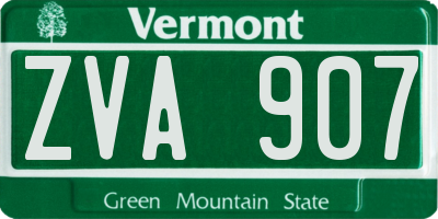VT license plate ZVA907