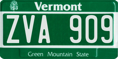 VT license plate ZVA909