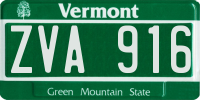 VT license plate ZVA916