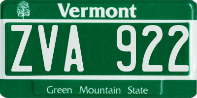 VT license plate ZVA922