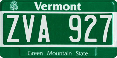 VT license plate ZVA927
