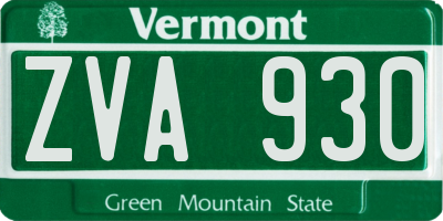 VT license plate ZVA930