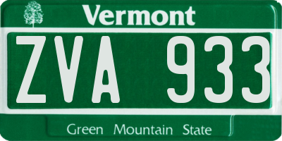 VT license plate ZVA933