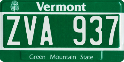 VT license plate ZVA937