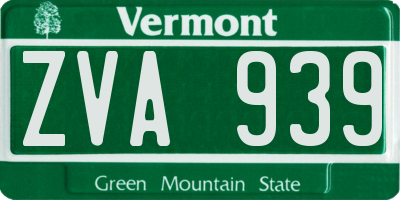 VT license plate ZVA939