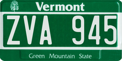VT license plate ZVA945