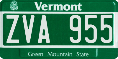 VT license plate ZVA955