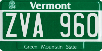 VT license plate ZVA960