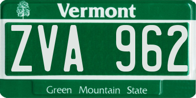 VT license plate ZVA962