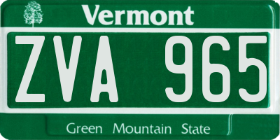 VT license plate ZVA965