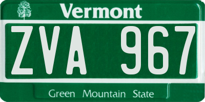 VT license plate ZVA967