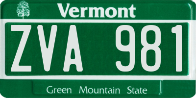 VT license plate ZVA981