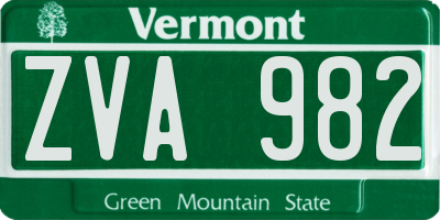 VT license plate ZVA982