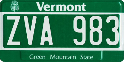 VT license plate ZVA983