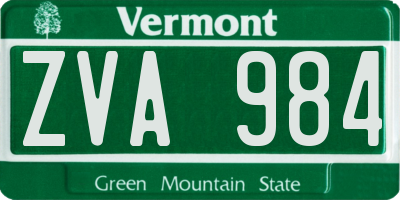VT license plate ZVA984