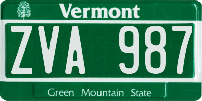 VT license plate ZVA987