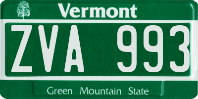 VT license plate ZVA993