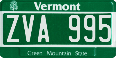 VT license plate ZVA995