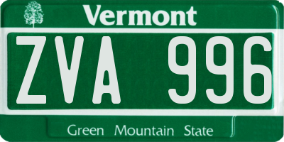VT license plate ZVA996