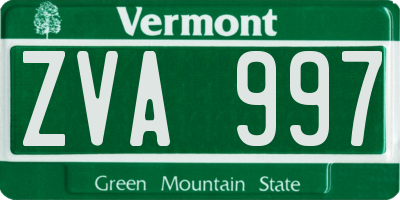 VT license plate ZVA997