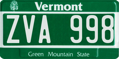 VT license plate ZVA998