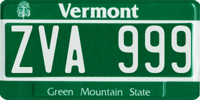 VT license plate ZVA999