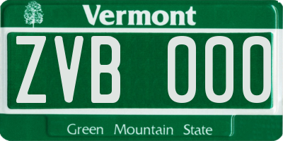 VT license plate ZVB000