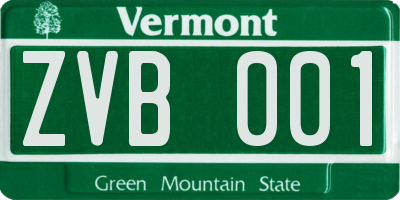 VT license plate ZVB001